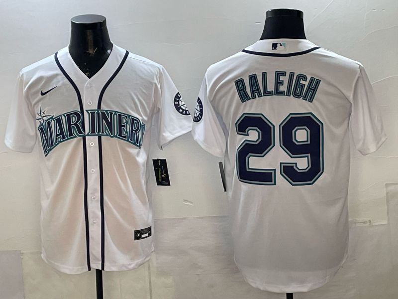 Men 2025 Nike Seattle Mariners #29 Raleigh White Game MLB Jersey 01->seattle mariners->MLB Jersey